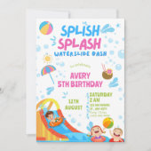 Girly Splish Splash Birthday Pool Party Birthday 招待状 (正面)