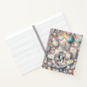Girly Trendy Opal Leopard Print Monogram ノートブック (内部)