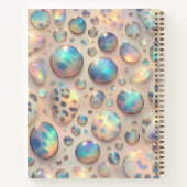 Girly Trendy Opal Leopard Print Monogram ノートブック (裏面)