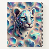 Girly Trendy Opal Leopard Print Monogram ノートブック (裏面)
