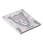 Girly Trendy Opal Leopard Print Monogram Softcover ノートパッド (アングル)