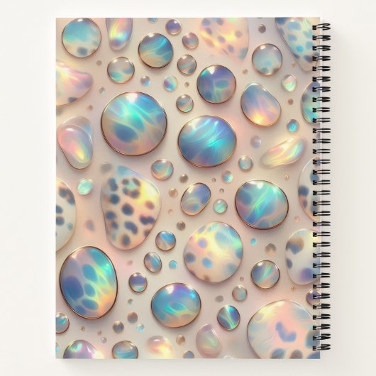 Girly Trendy Opal Leopard Print Monogram Softcover ノートブック (裏面)