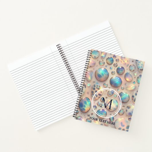 Girly Trendy Opal Leopard Print Monogram Softcover ノートブック (内部)