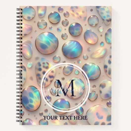Girly Trendy Opal Leopard Print Monogram Softcover ノートブック (正面)