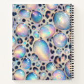 Girly Trendy Opal Leopard Print Monogram Softcover ノートブック (裏面)