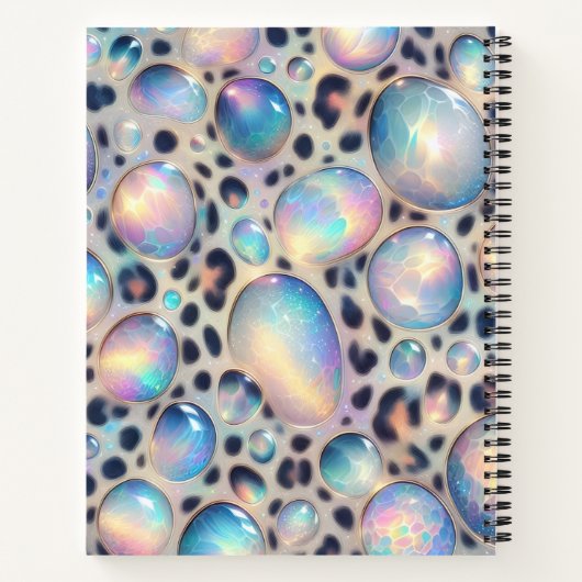 Girly Trendy Opal Leopard Print Monogram Softcover ノートブック (裏面)
