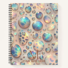 Girly Trendy Opal Leopard Print Monogram Softcover ノートブック