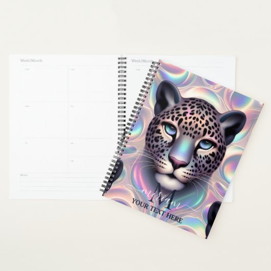 Girly Trendy Opal Leopard Print Monogram Softcover プランナー手帳 (ディスプレー)