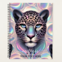 Girly Trendy Opal Leopard Print Monogram Softcover