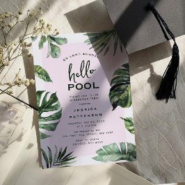 Girly Tropical Summer Graduation Pool Party 招待状