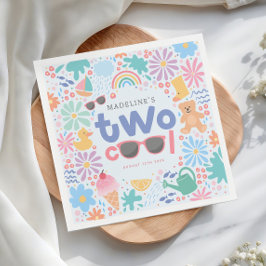 Girly Two Cool Summer Splash 2nd Birthday スタンダードカクテルナプキン