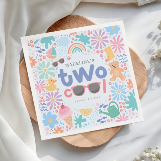 Girly Two Cool Summer Splash 2nd Birthday スタンダードカクテルナプキン