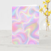 Girly Vibrant Pastel Holographic Swirl Design カード (黄色い花)