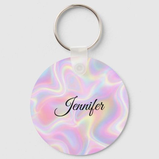 Girly Vibrant Pastel Holographic Swirl Design      キーホルダー (正面)