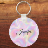 Girly Vibrant Pastel Holographic Swirl Design      キーホルダー (正面)