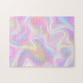Girly Vibrant Pastel Holographic Swirl Design      ジグソーパズル (横)