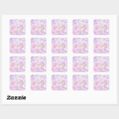 Girly Vibrant Pastel Holographic Swirl Design      スクエアシール (シート)