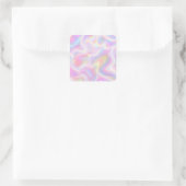 Girly Vibrant Pastel Holographic Swirl Design      スクエアシール (バッグ)