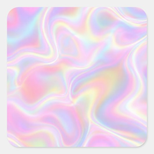 Girly Vibrant Pastel Holographic Swirl Design      スクエアシール (正面)