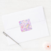 Girly Vibrant Pastel Holographic Swirl Design      スクエアシール (封筒)