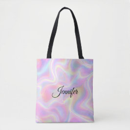 Girly Vibrant Pastel Holographic Swirl Design      トートバッグ