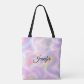 Girly Vibrant Pastel Holographic Swirl Design      トートバッグ (裏面)