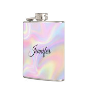 Girly Vibrant Pastel Holographic Swirl Design フラスク (左)
