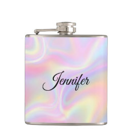 Girly Vibrant Pastel Holographic Swirl Design      フラスク