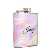 Girly Vibrant Pastel Holographic Swirl Design フラスク (右)