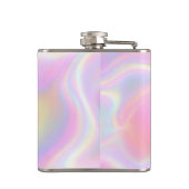 Girly Vibrant Pastel Holographic Swirl Design フラスク (裏面)