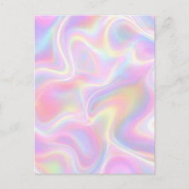 Girly Vibrant Pastel Holographic Swirl Design      ポストカード