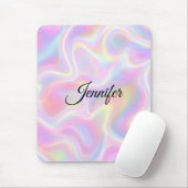 Girly Vibrant Pastel Holographic Swirl Design マウスパッド (マウス)