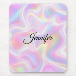 Girly Vibrant Pastel Holographic Swirl Design      マウスパッド