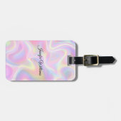 Girly Vibrant Pastel Holographic Swirl Design      ラゲッジタグ (正面横)