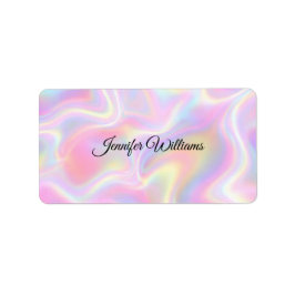 Girly Vibrant Pastel Holographic Swirl Design      ラベル
