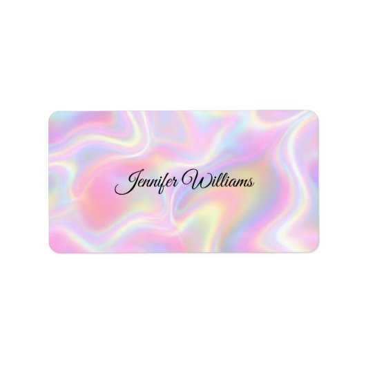 Girly Vibrant Pastel Holographic Swirl Design ラベル (正面)
