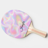 Girly Vibrant Pastel Holographic Swirl Design      卓球ラケット (横)