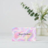 Girly Vibrant Pastel Holographic Swirl Design      名刺 (スタンド正面)