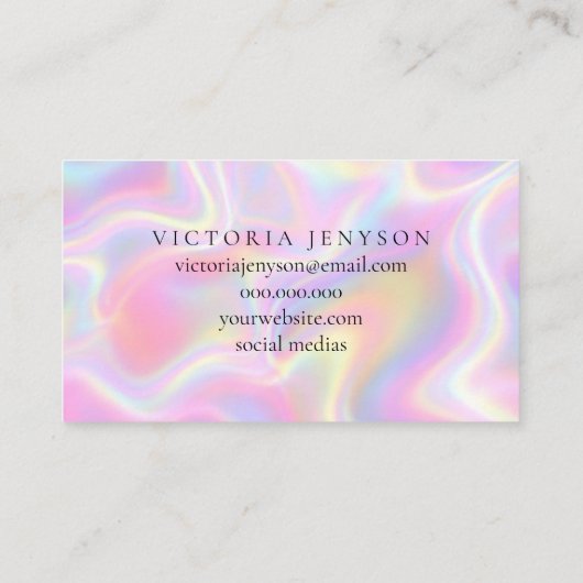 Girly Vibrant Pastel Holographic Swirl Design      名刺 (裏面)