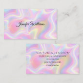 Girly Vibrant Pastel Holographic Swirl Design      名刺 (正面/裏面)