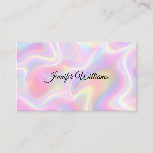 Girly Vibrant Pastel Holographic Swirl Design      名刺 (正面)