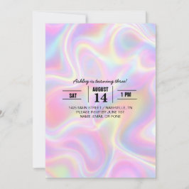 Girly Vibrant Pastel Holographic Swirl Design      招待状