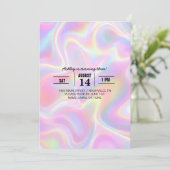 Girly Vibrant Pastel Holographic Swirl Design 招待状 (スタンド正面)