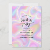 Girly Vibrant Pastel Holographic Swirl Design 招待状 (正面)