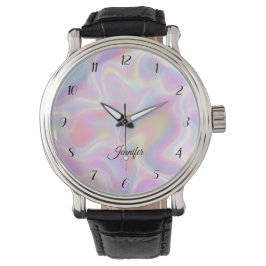 Girly Vibrant Pastel Holographic Swirl Design      腕時計