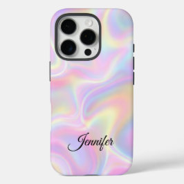 Girly Vibrant Pastel Holographic Swirl Design      iPhone 16 Proケース
