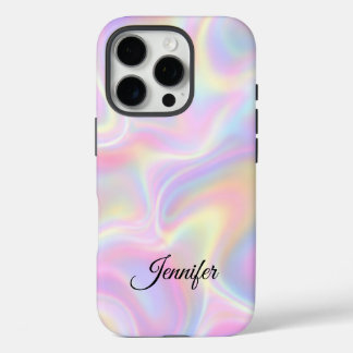 Girly Vibrant Pastel Holographic Swirl Design      iPhone 16 Proケース