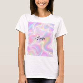 Girly Vibrant Pastel Holographic Swirl Design      Tシャツ