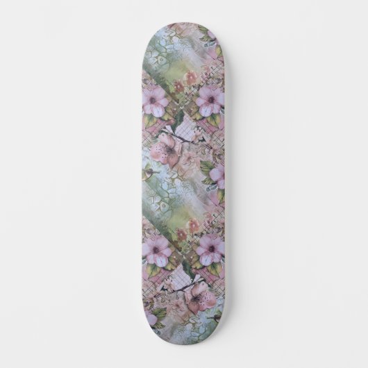 Girly Vintage Decoupage Inspired Floral Skateboard スケートボード (正面)