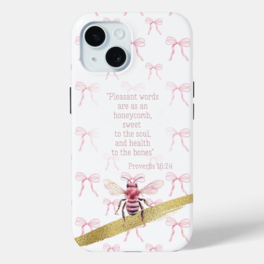 Girly White Pink Coquette Matrix Bible Pink Bee Case-Mate iPhoneケース (裏面)